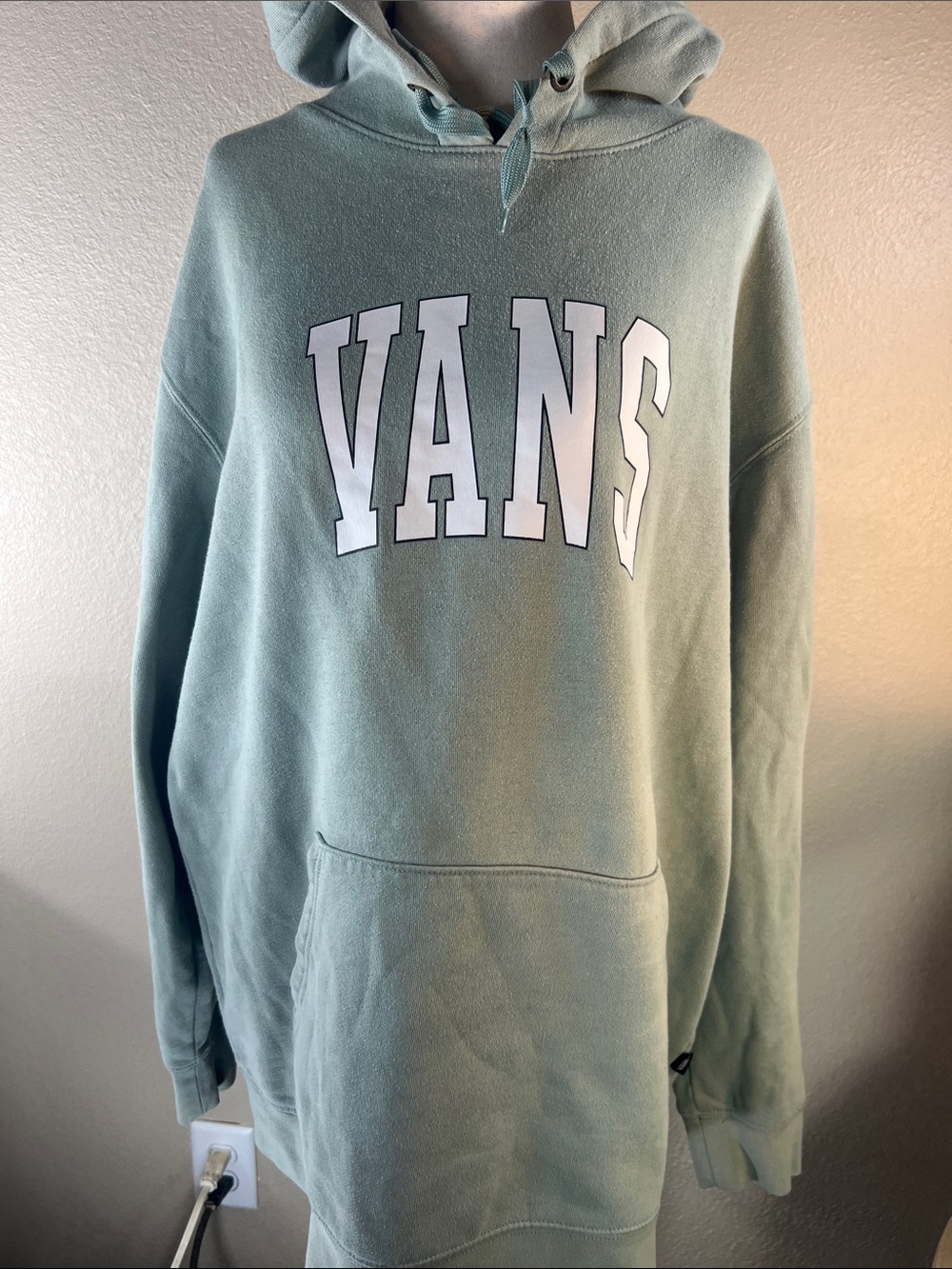 Vans Sage Green Pullover Hoodie with White Logo